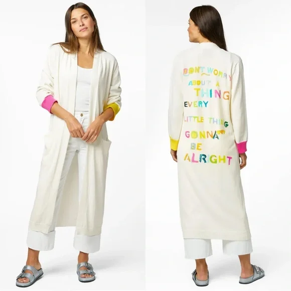 SOLD | Kerri Rosenthal Women’s Poppy Be Alright Duster Cardigan Sweater Cream L - Picture 1 of 14